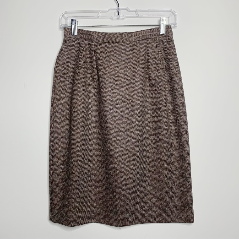 Vintage Briggs Women's Herringbone Pattern Wool Skirt